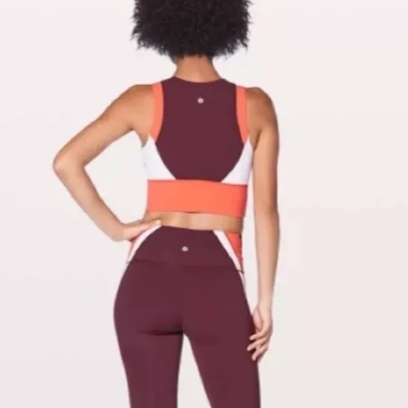 Lululemon Kick Serve Sweat Sports Bra Color lock Size 6 Luxtreme Red Orange - Picture 3 of 10